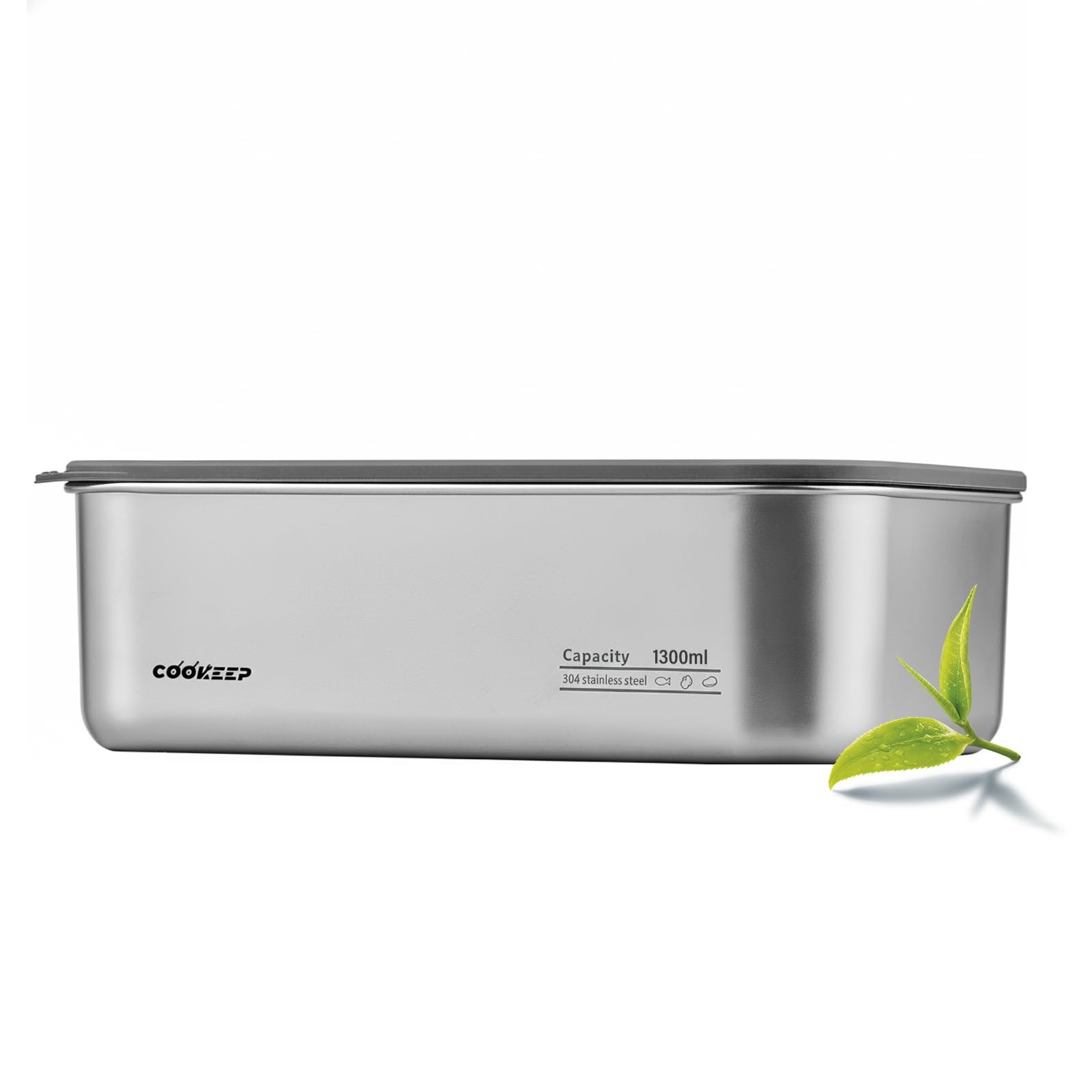 cookeep 44oz/1300ml Stainless Steel Food Medium Box(44oz/1300ml), Silver