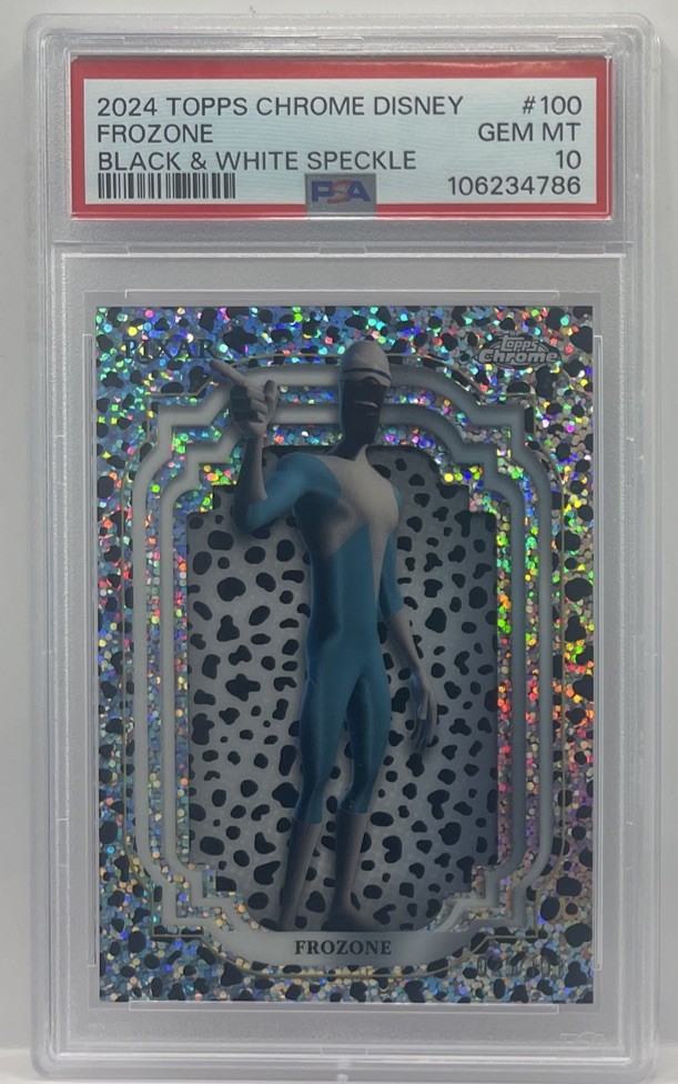 2024 Disney Topps Chrome Frozone 100 Incredibles Black White Speckle /101 PSA 10