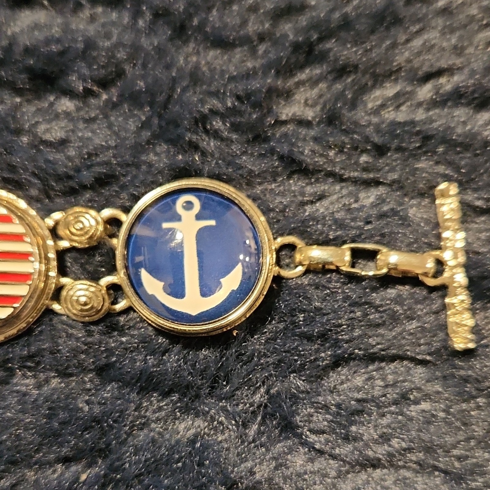 United States Navy Anchor Flag Emblem Bracelet Militaria Theme