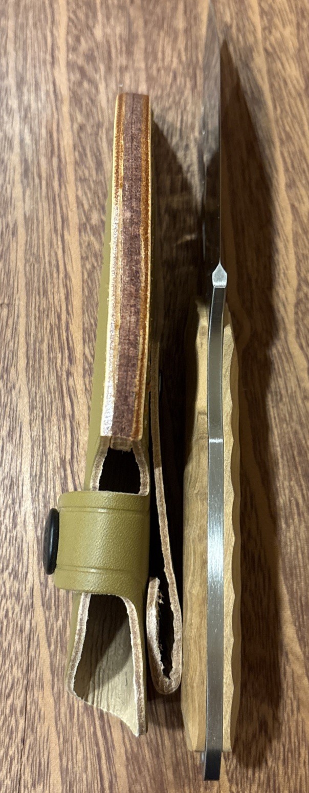 Dedfish McCrea VG10 Stainless Steel W/ Olive Wood Handle and Leather Sheath New