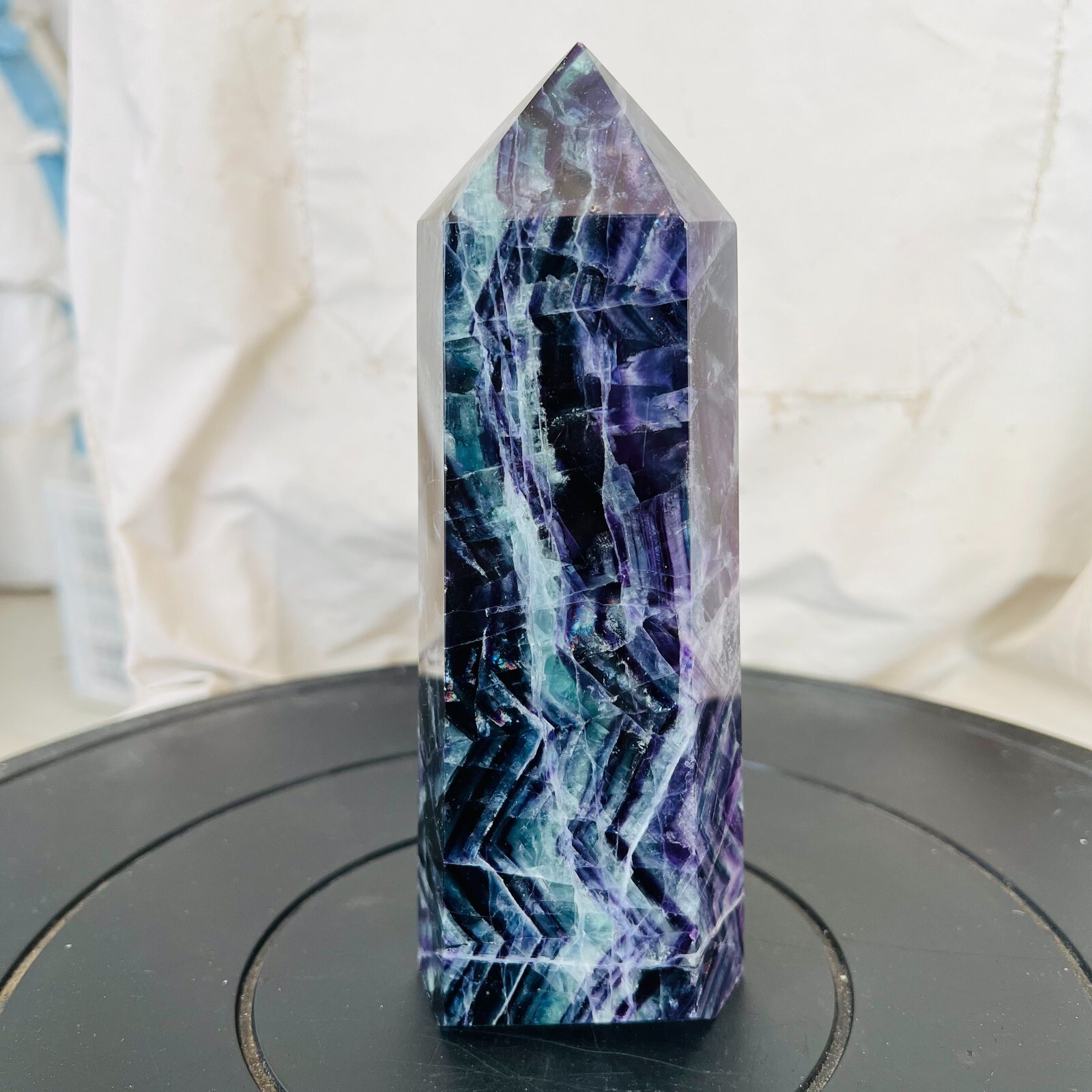 2.97LB Polishing and healing of natural colored fluorite crystal tower 1350g