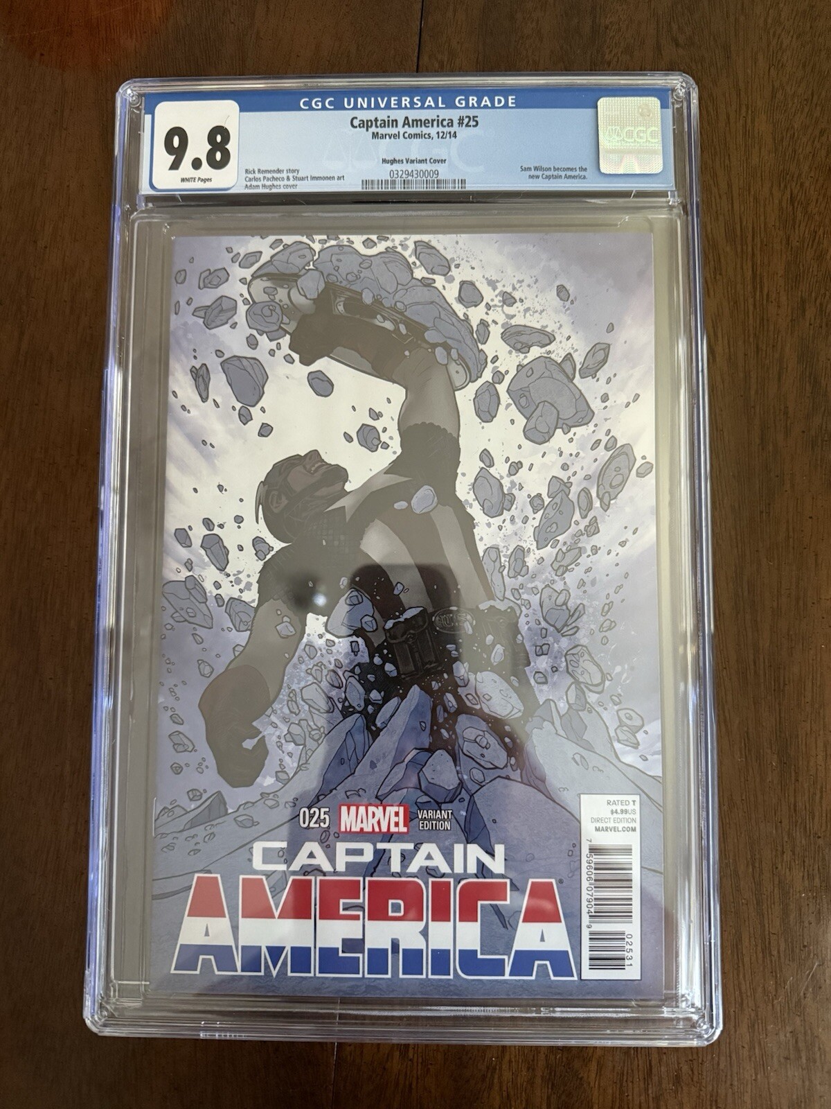 Captain America #25 Adam Hughes 1:50 CGC 9.8 White Pages Sam Wilson