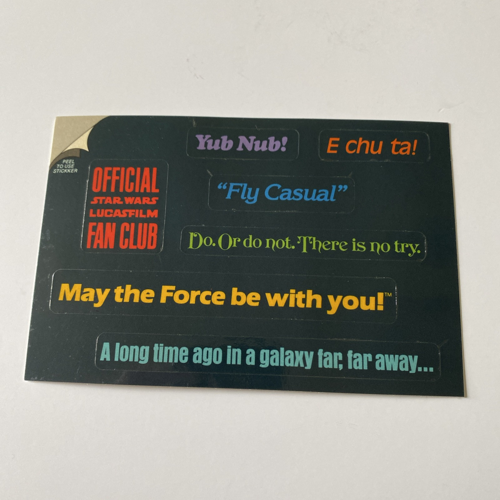 Star Wars 1985 Official Fan Club Membership Kit 4″ x 6” Sticker Slogans