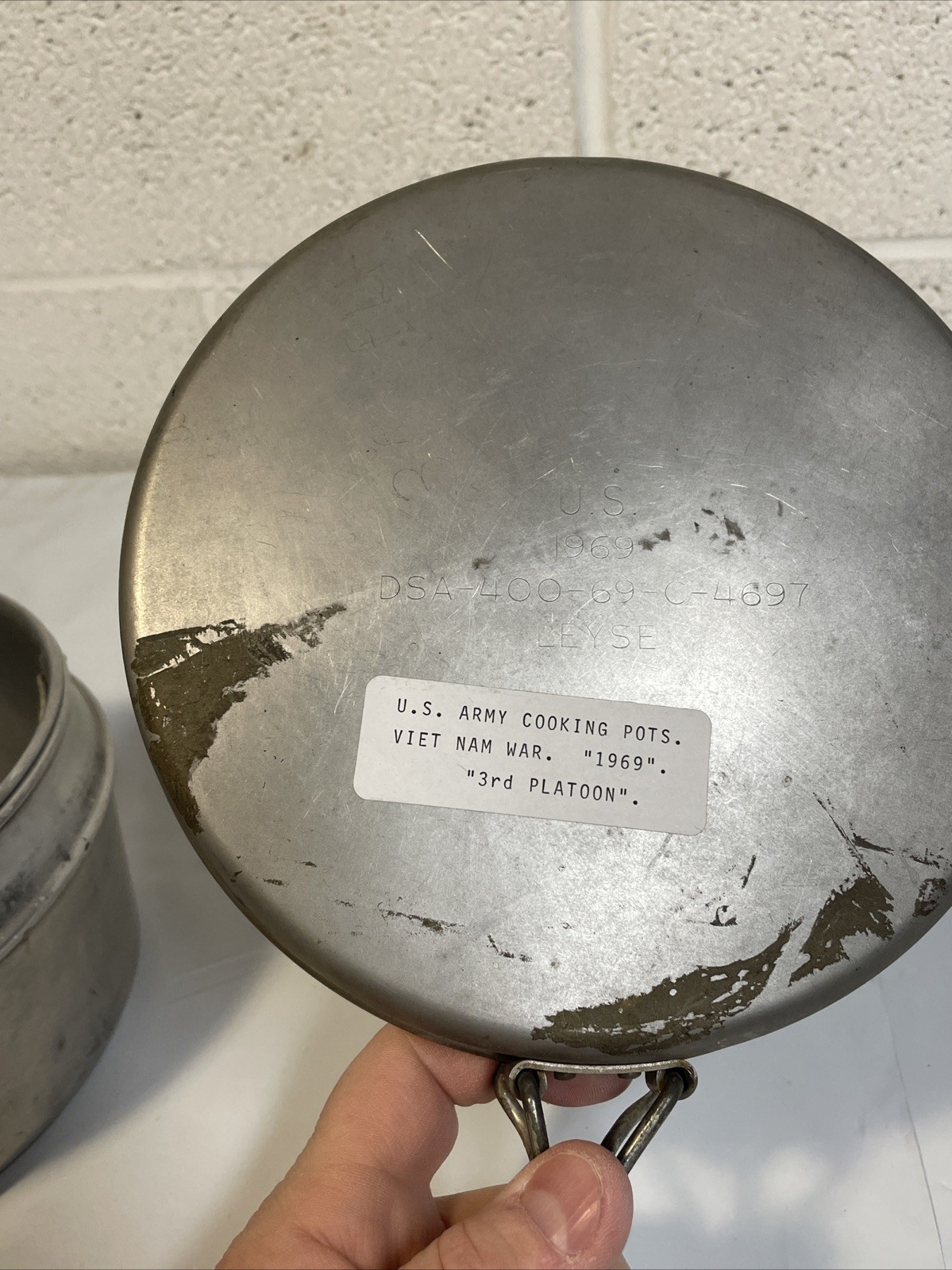 1964 US Army Mountain 3 Pcs Mess Kit Cooking Pots 1969 21st 3rd Platoon Named