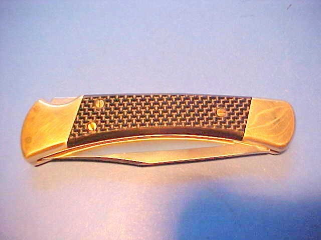 CUSTOM BUCK 110 KNIFE FAMILY EDITION CARBON FIBER HANDLE TIN BOX PIN SHEATH CARD