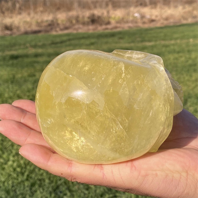 2.86LB Naturalcitrne Quartz hand Carved skull crystal Reiki healing
