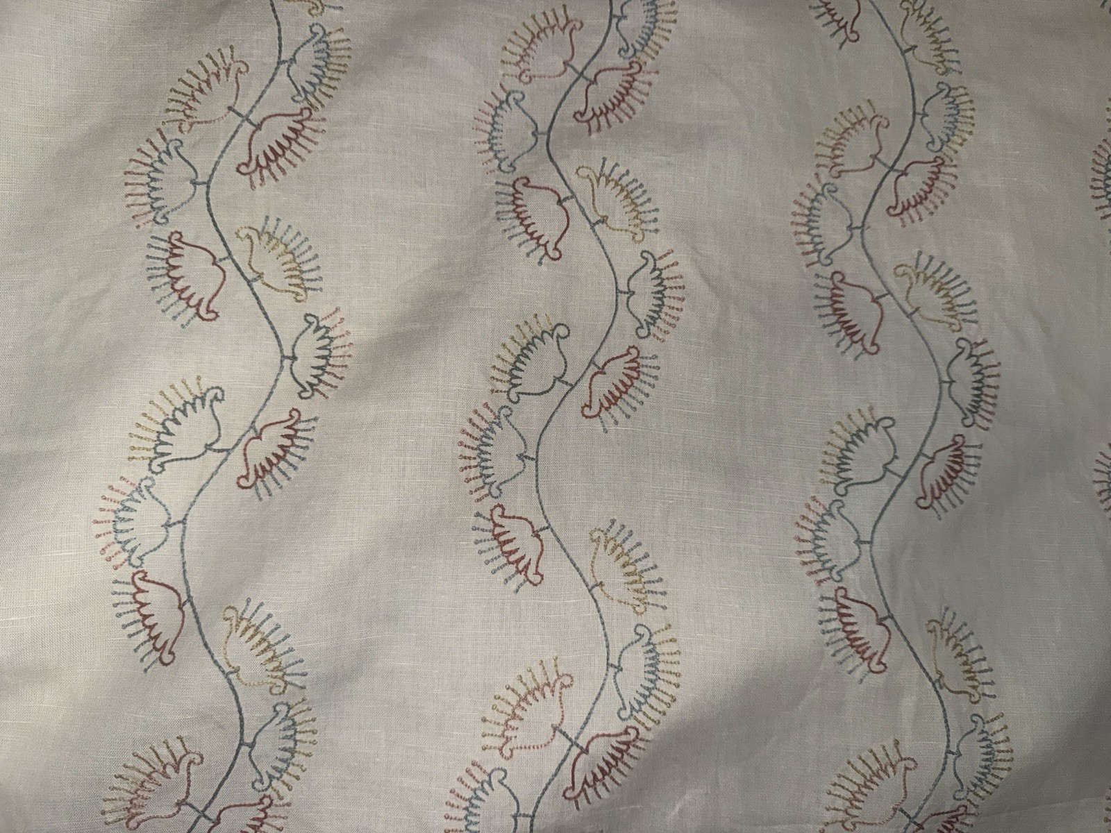 Neisha Crosland Bell Flower Hand Embroidered Fabric 2.5 Yard