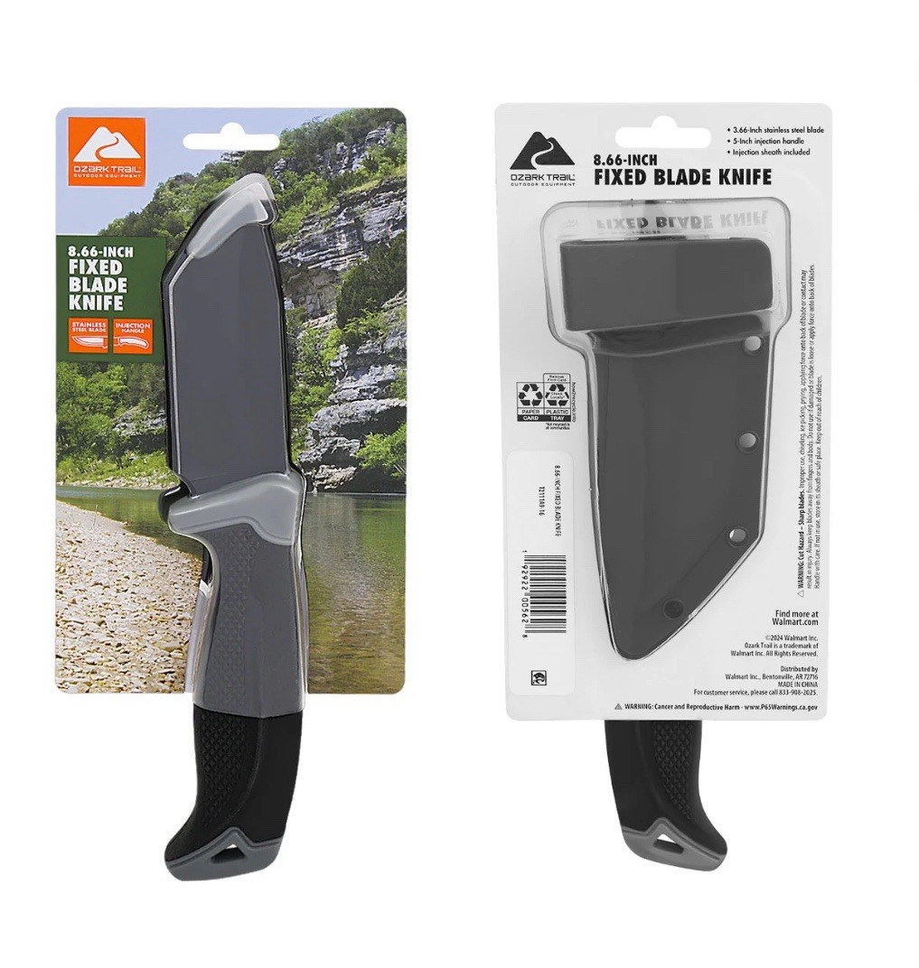 OZARK TRAIL 8.66-in Fixed Blade Knife & Sheath Stainless Steel Blade • Black