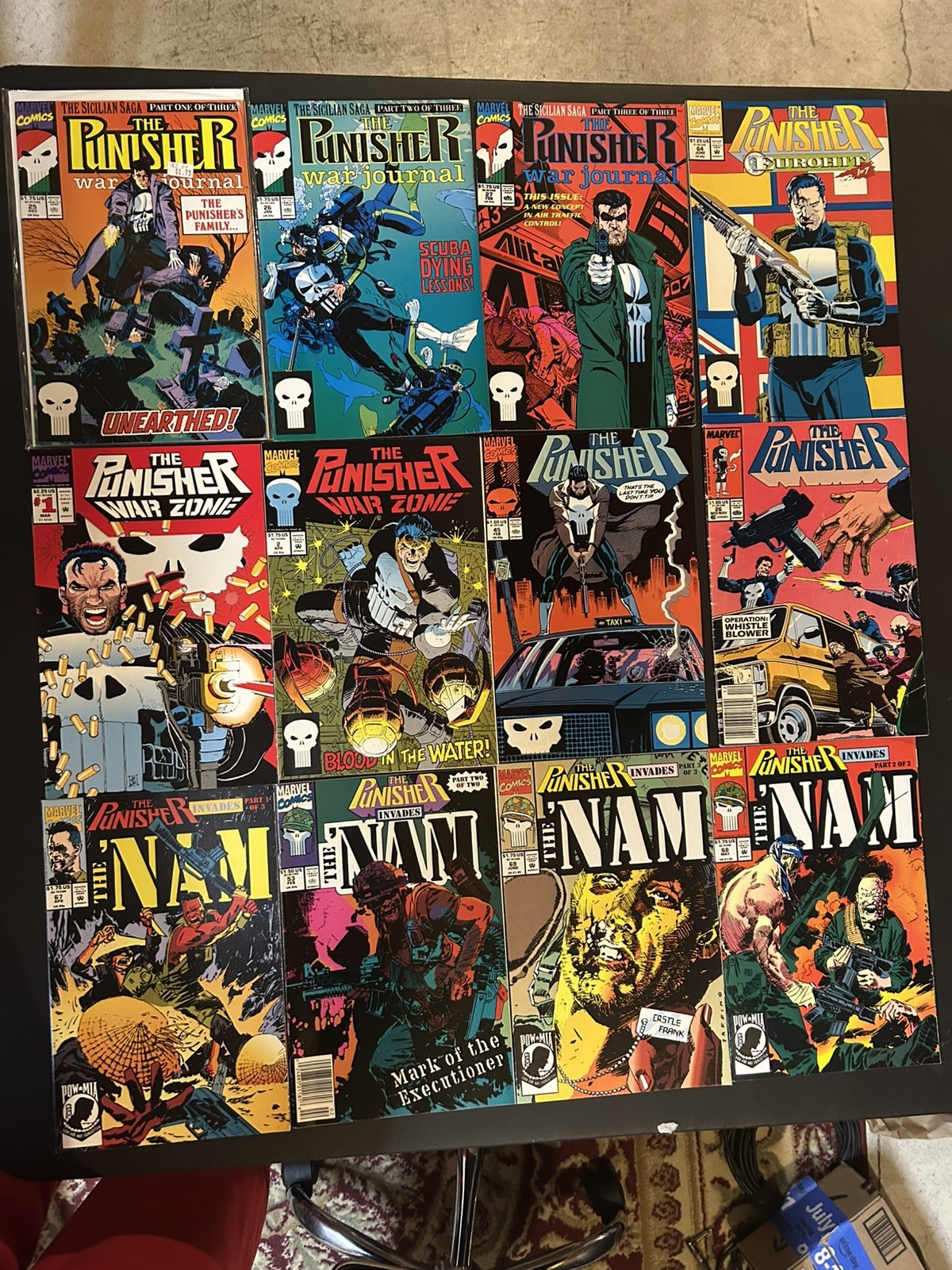 Punisher Marvel Comic Lot 80s/90s:War Journal#1-3, War Zone #1, Invades The ‘Nam