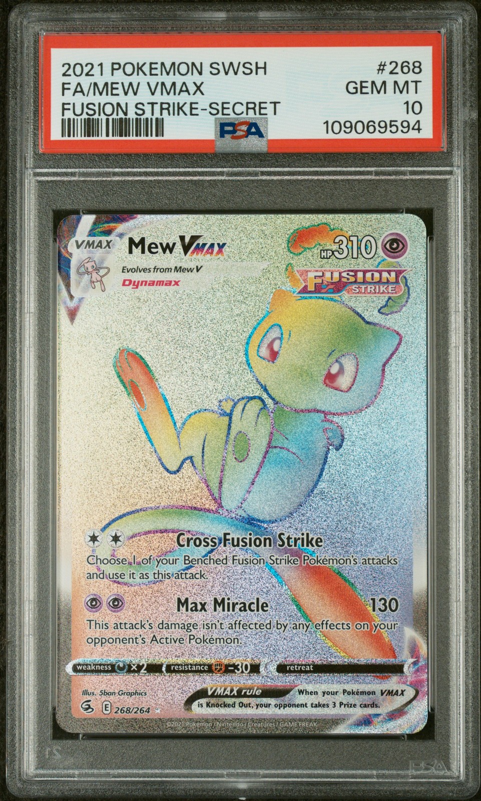 Mew Vmax 268/264 PSA 10 Fusion Strike Pokemon Card Game