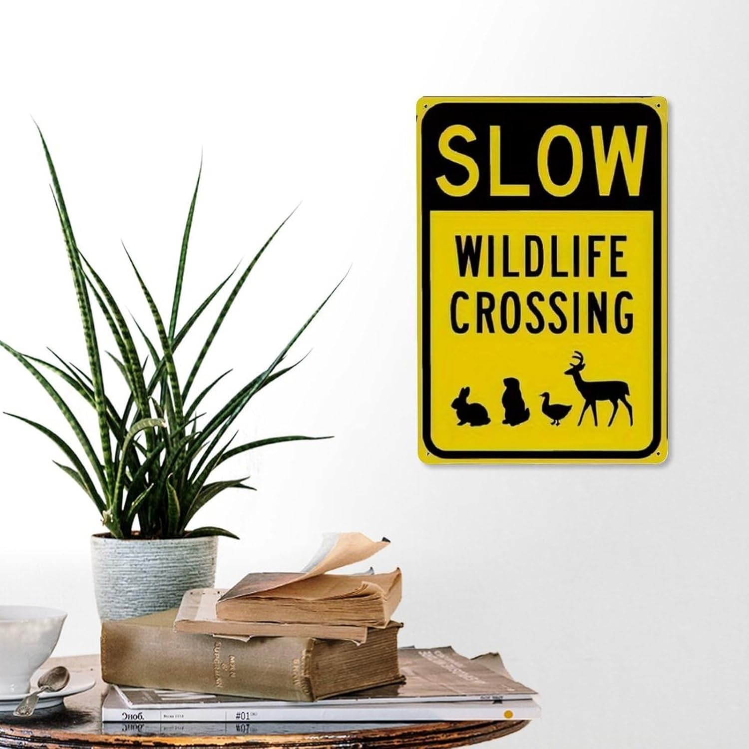 Wildlife Crossing Slow Moving Animal Tin Metal Signs Home Décor 8×12
