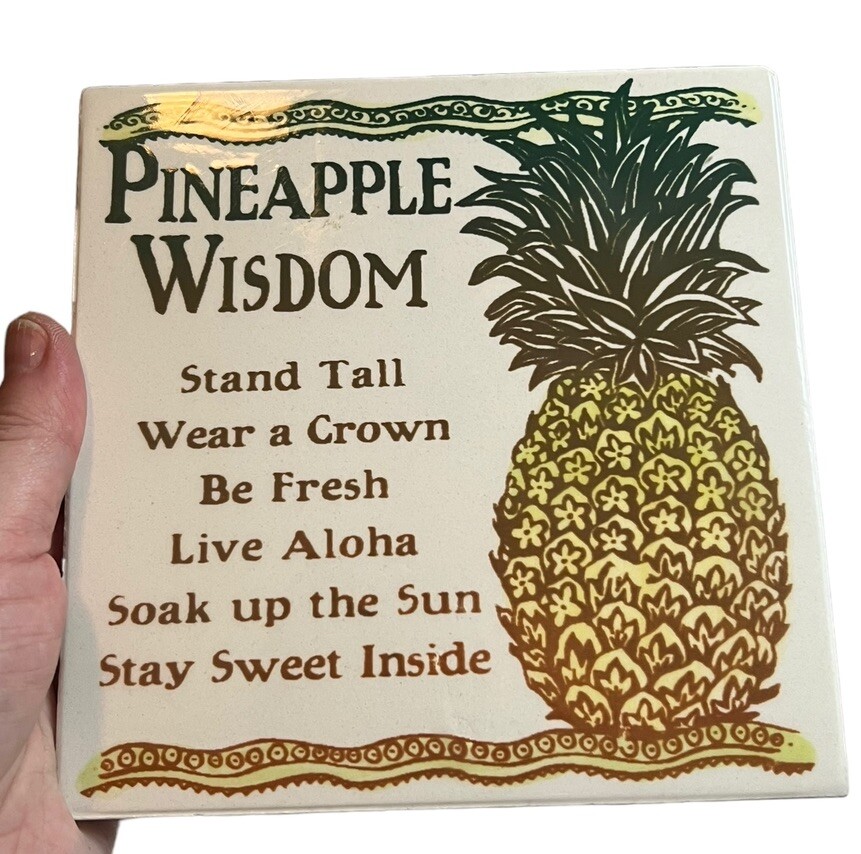 Banana Patch Studio Hawaii Kauai Ceramic Tile Pineapple Wisdom 6”