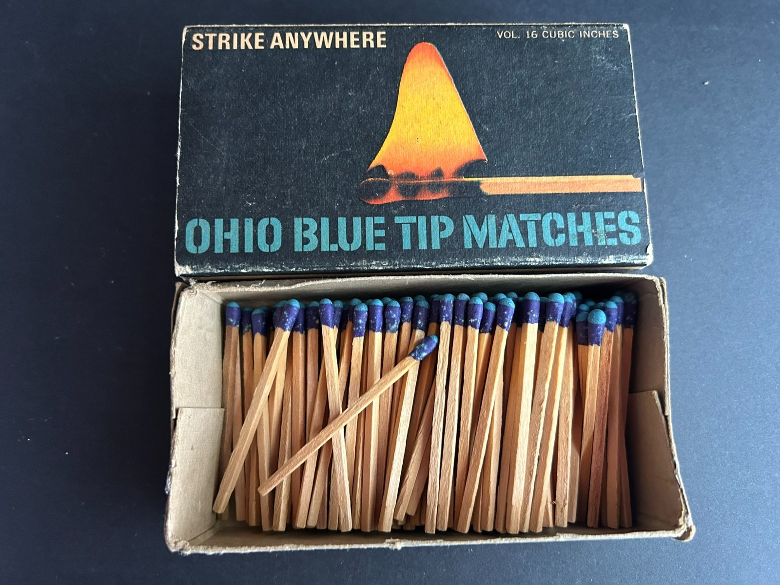 Vintage Box Ohio Blue Tip Matches Box (Half Full)