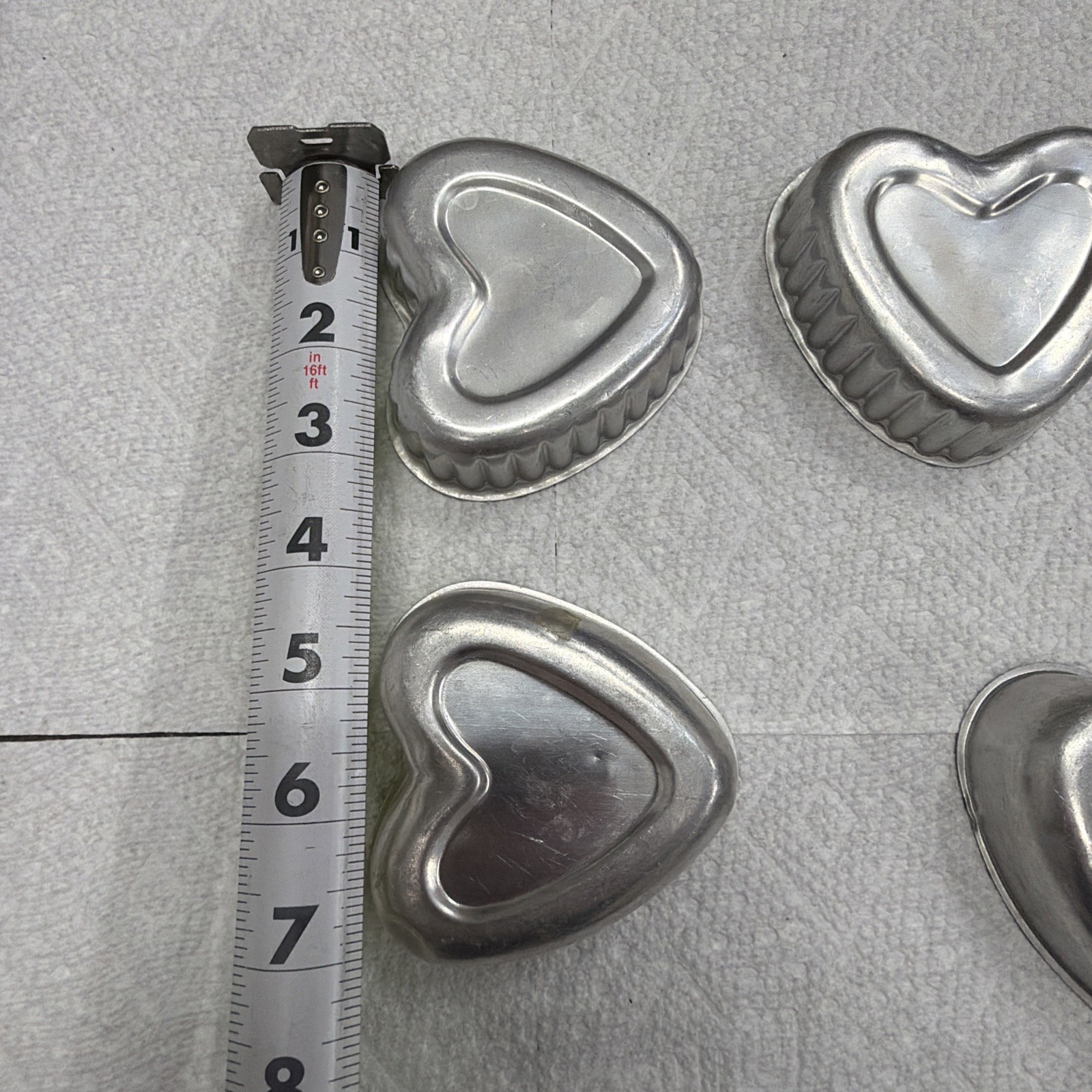Vintage Aluminum Heart Baking Molds Lot of 5 Mini Cake Jello Tin Pans