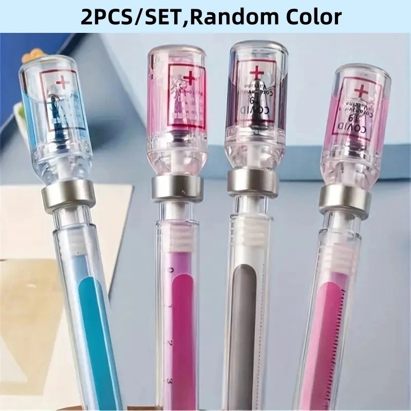 5PCS Random Color Belt Syringe Shaped Gel Neutral Pen, Signature Ballpoint Pen,