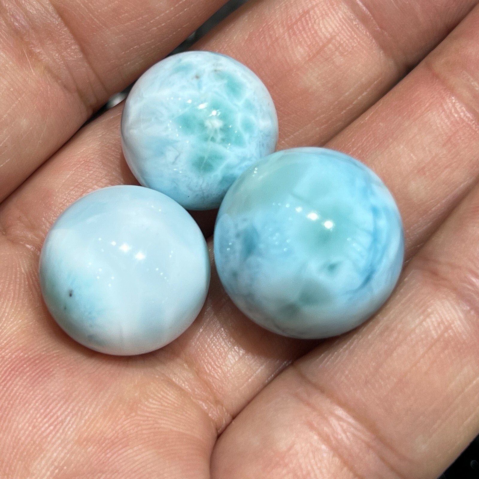 3pcs Natural Larimar Quartz Sphere Crystal Ball Reiki Healing17-20mm