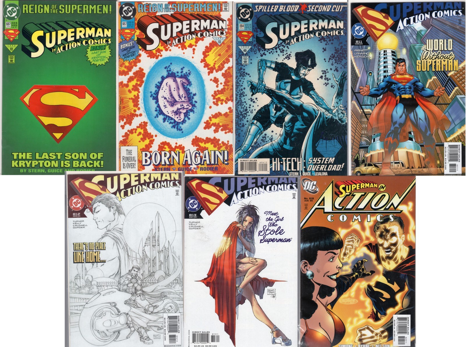 SUPERMAN in Action Comics-1993/2004 687, 687#2(RARE!), 694, 811, 812, 813,828 VF