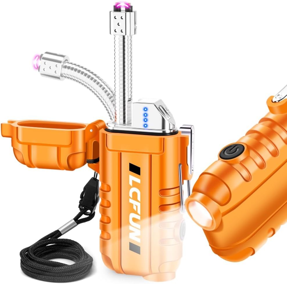 LcFun USB Rechargeable Electric Arc Lighter Windproof Plasma Lighters with LED B