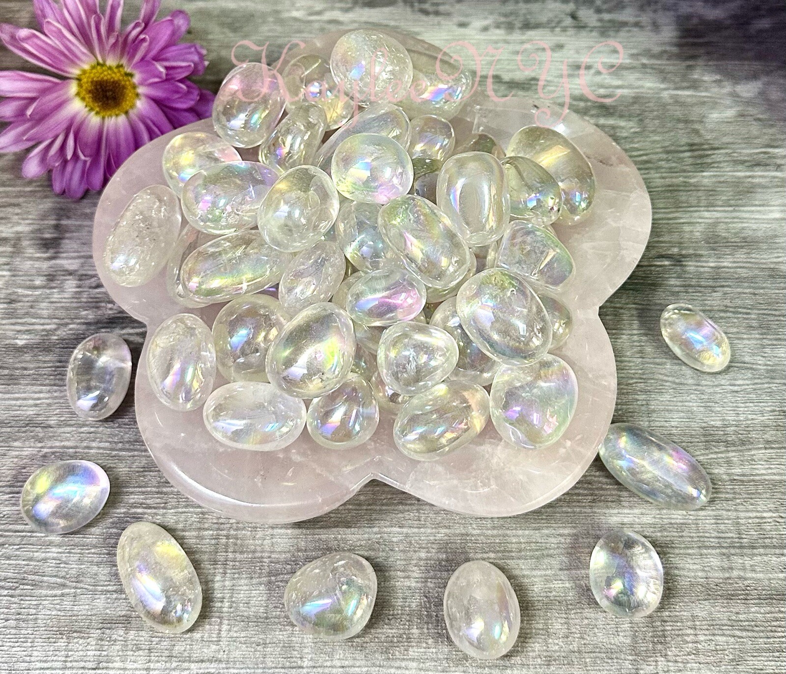 Wholesale Lot 1 Lb Angel Aura Clear Quartz Mini Tumble Healing Energy