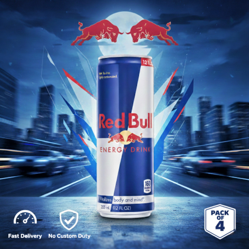 Red Bull Energy Drink 12 fl oz. with 114mg Caffeine (Pack of 4)