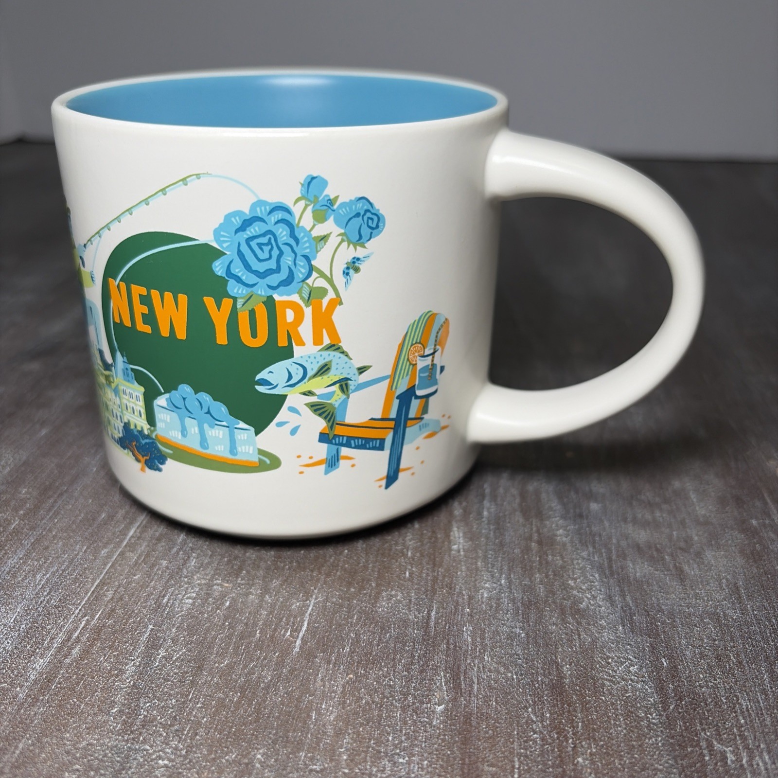 Starbucks New York 14 Oz. Coffee Mug Discovery Series Niagara Falls Fishing
