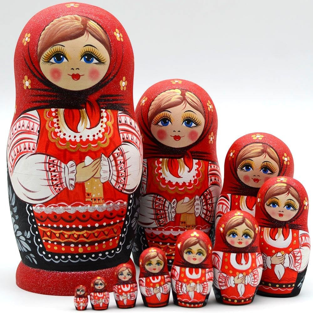 Russian Nesting Dolls for Kids Matryoshka Doll 10Pcs Handmade