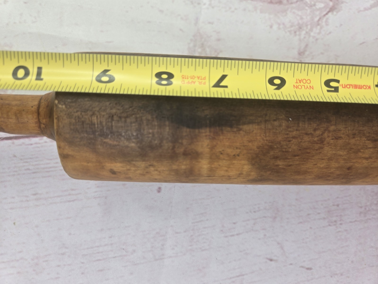 Antique Rolling Pin Turned Wood 1 Piece Rustic Patina 19.5″ L Primitive Ball End