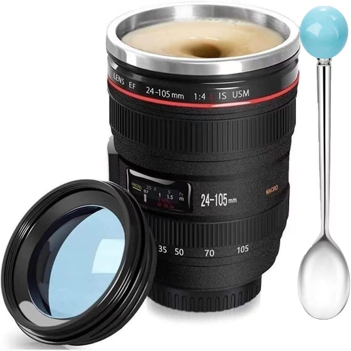 Camera Lens Coffee Mug,Camera Lens Mug,Fun Photo Coffee Cup Stainless Steel Lens