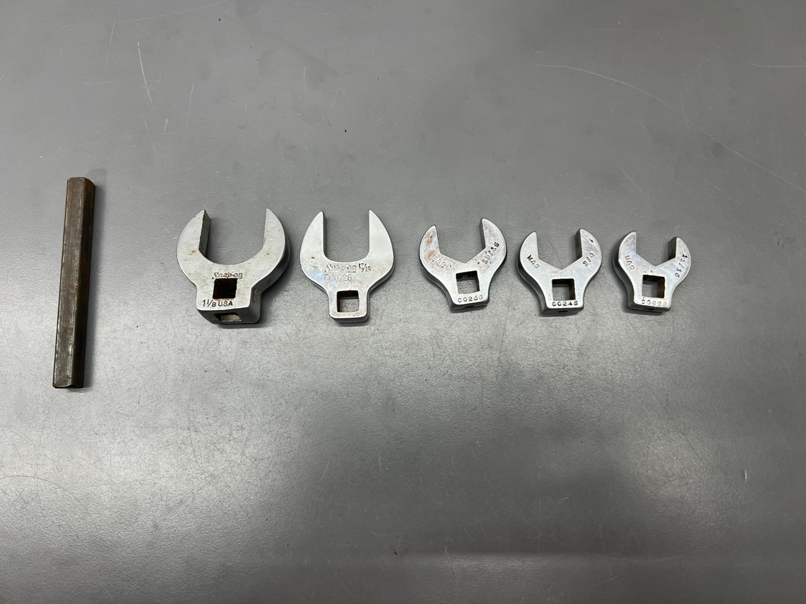 (P) SNAP ON MAC TOOLS 5pc SAE CROWFOOT WRENCH SET 11/16 – 1-1/8 – MADE IN USA