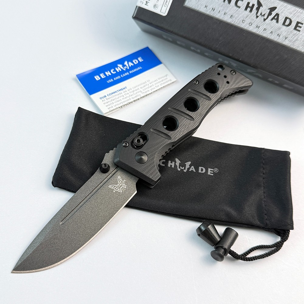 Benchmade Mini Adamas 273GY-1 CPM-Cru-Wear Black G10 Drop Point Folding Knife