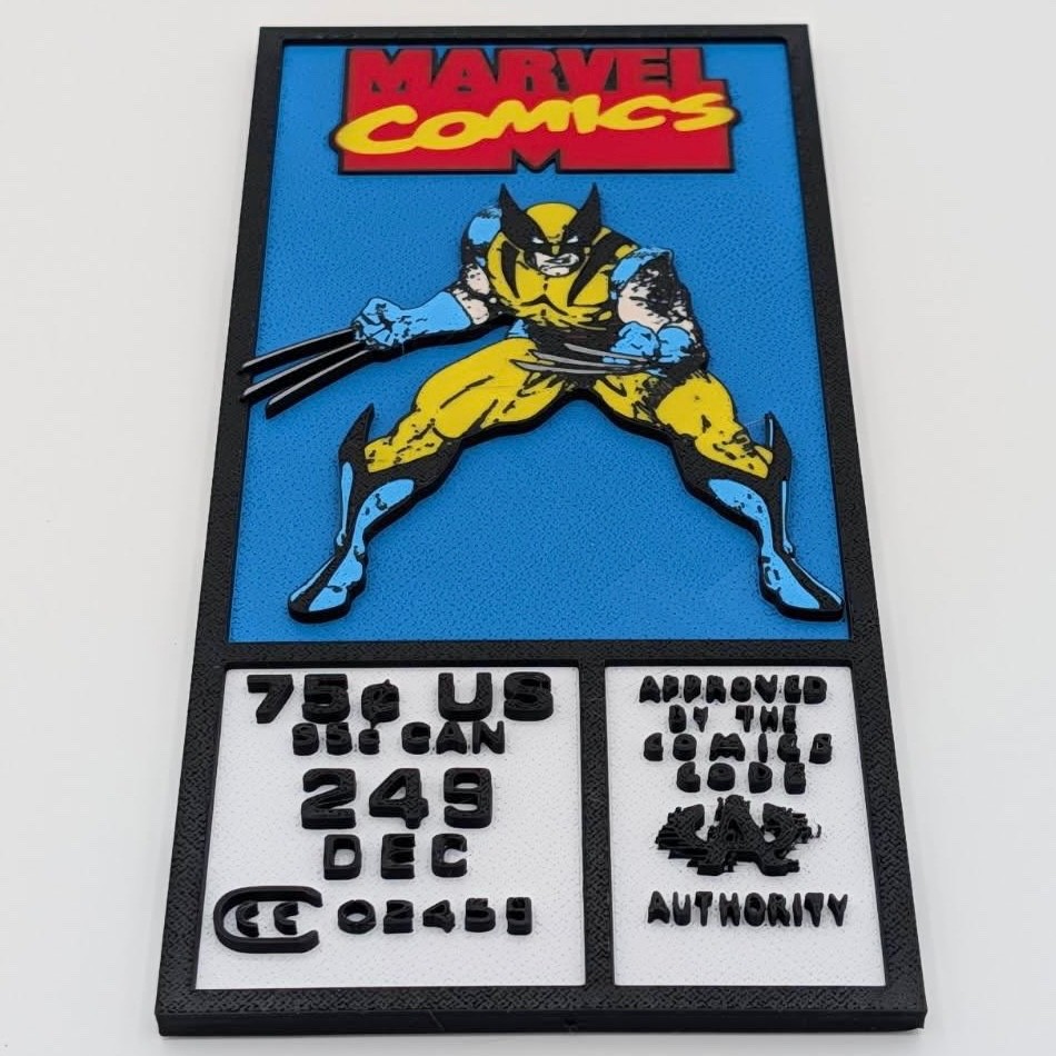 Wolverine Marvel Corner Box Logo Hanging Sign 3D Printed Wall Mount Comic Art