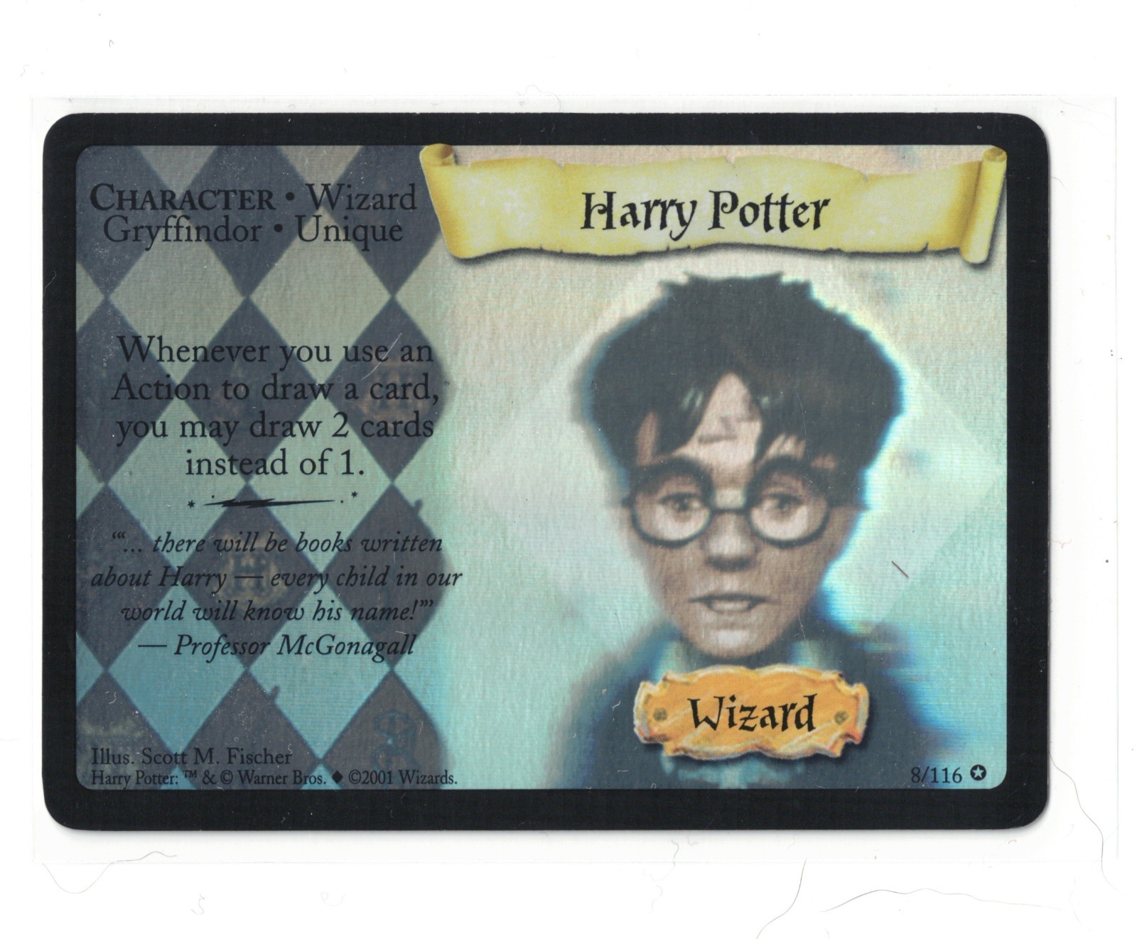 Harry Potter TCG WOTC Base Set Holo Portrait 8/116 Harry Potter