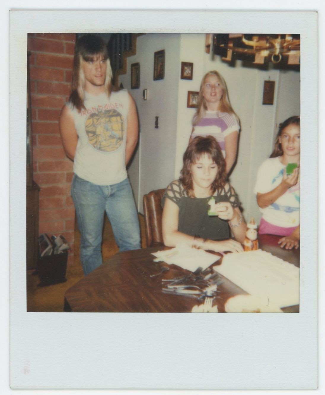 Man Long Hair Iron Maiden Graphic T Shirt Heavy Metal VTG Photo 1980s
