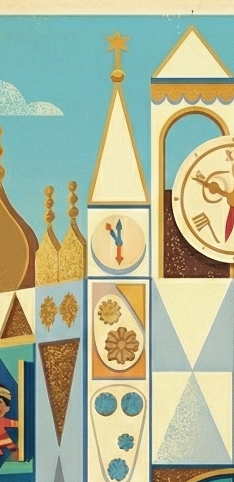 Disney Small World It’s a Small World 11×17 Poster Modern Retro Line Art