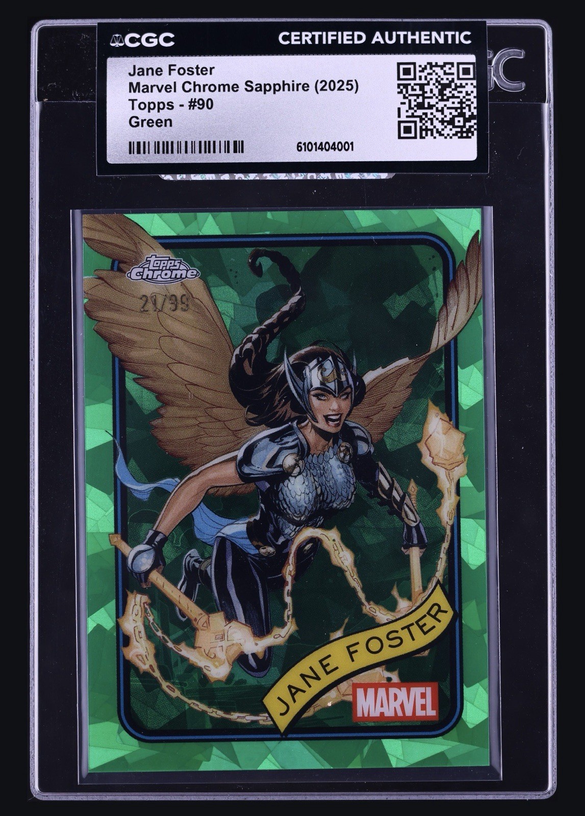 2025 Topps Chrome Marvel Sapphire Green Jane Foster /99 #90 CGC AUTH MCU THOR