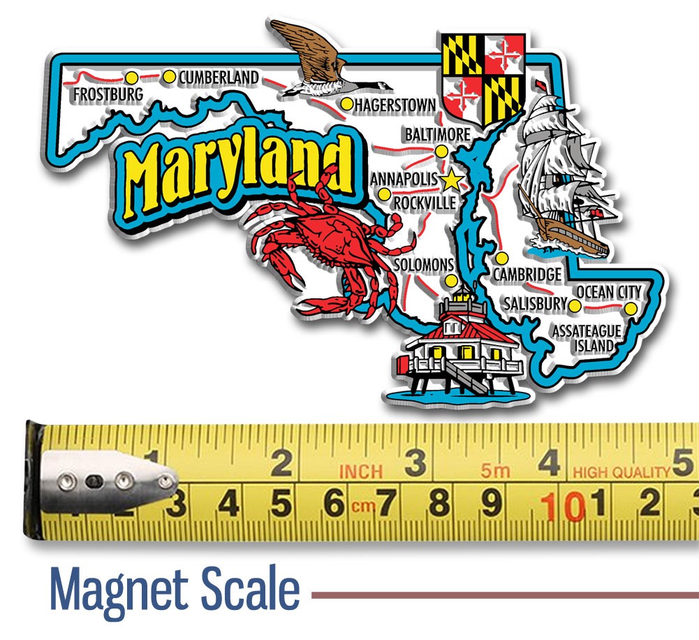 Maryland Six-Piece State Magnet Set by Classic Magnets, Includes 6 Designs
