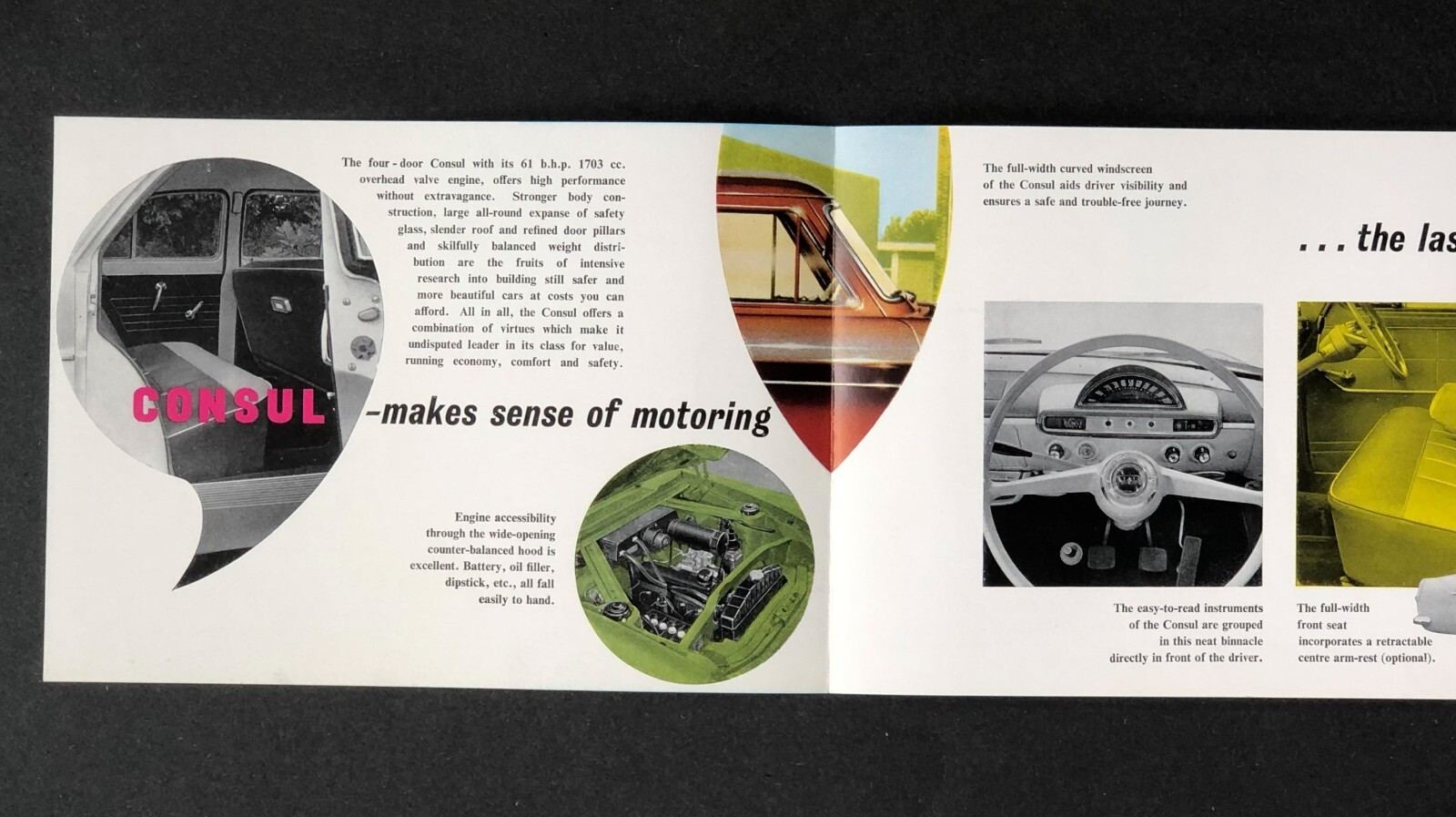 1958 Consul Sales Brochure Ford Import Engine Specifications Color Photos Vtg