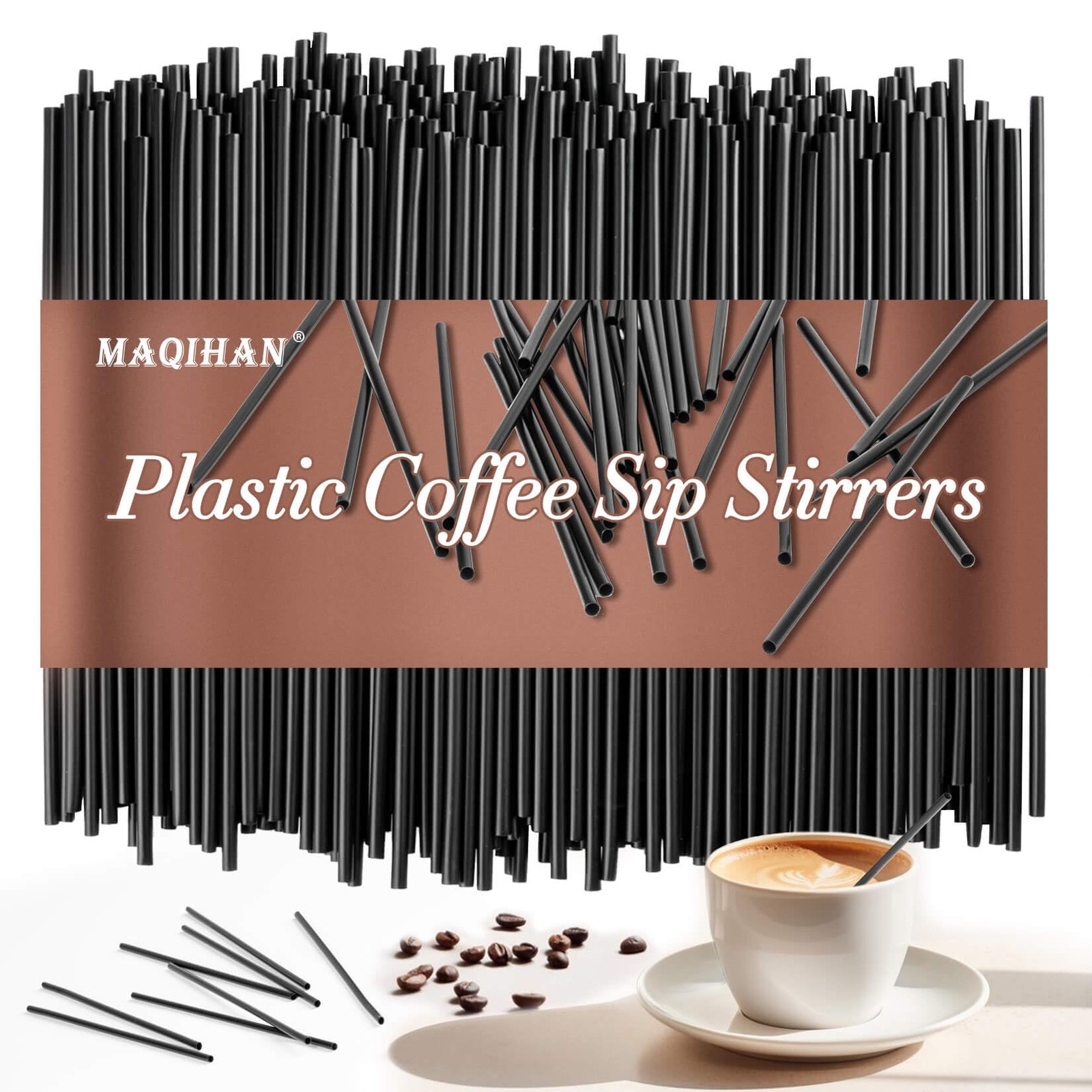 MAQIHAN Cocktail Straws – Black Plastic Straws Sip Stirrers 5 Inch Drink Stir…