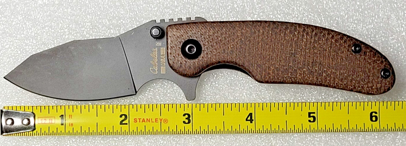 Cabela’s Utilitarian EDC Folding Knife w/2.5″ D2 Steel Blade & Micarta Scales
