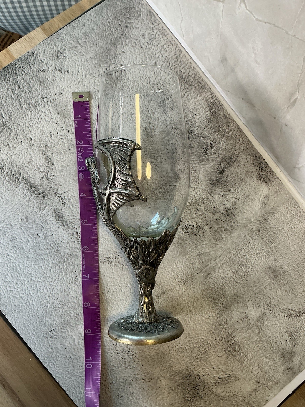 9” Veronese Myths & Legends Pewter & Glass Dragon Heavy Wine Goblet