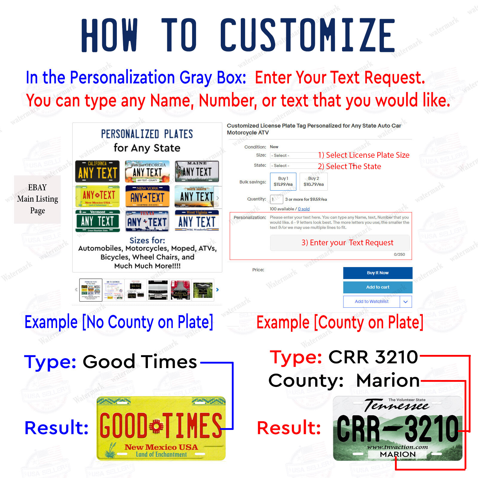 Customized License Plate Tag for Any State Auto Car Bicycle Bike Wall Door Sign