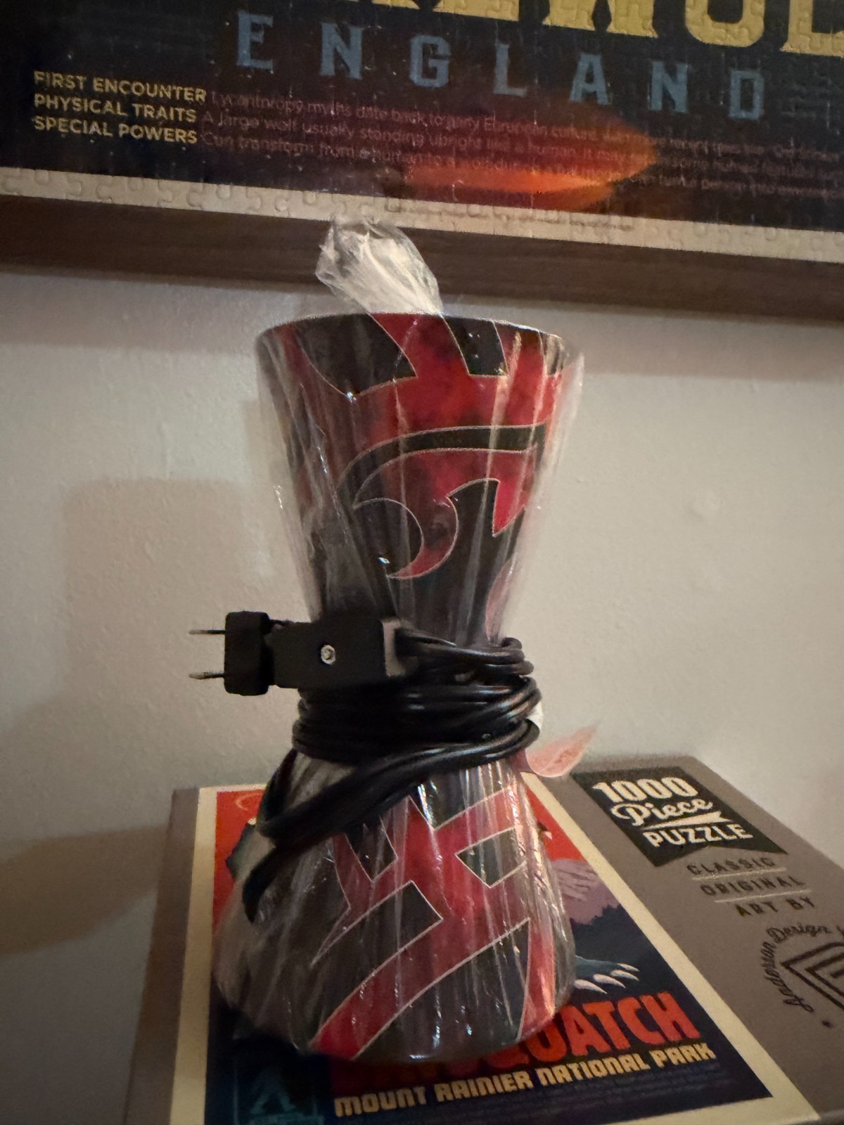 Original LAVA Lamp 17″ Tribal Red Black Base & Cap ONLY Replacement Tested Rare