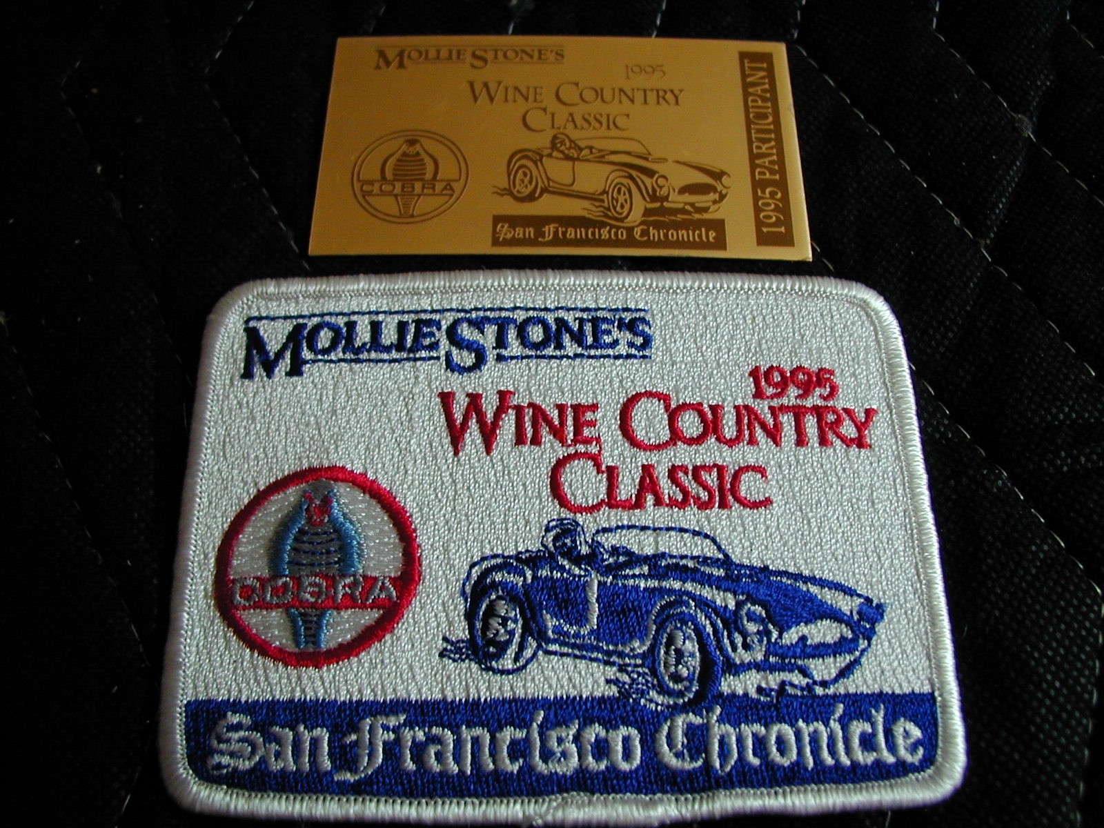1995 Wine Country Classic Participant plaque + patch Sears Point ex Ned McDaniel