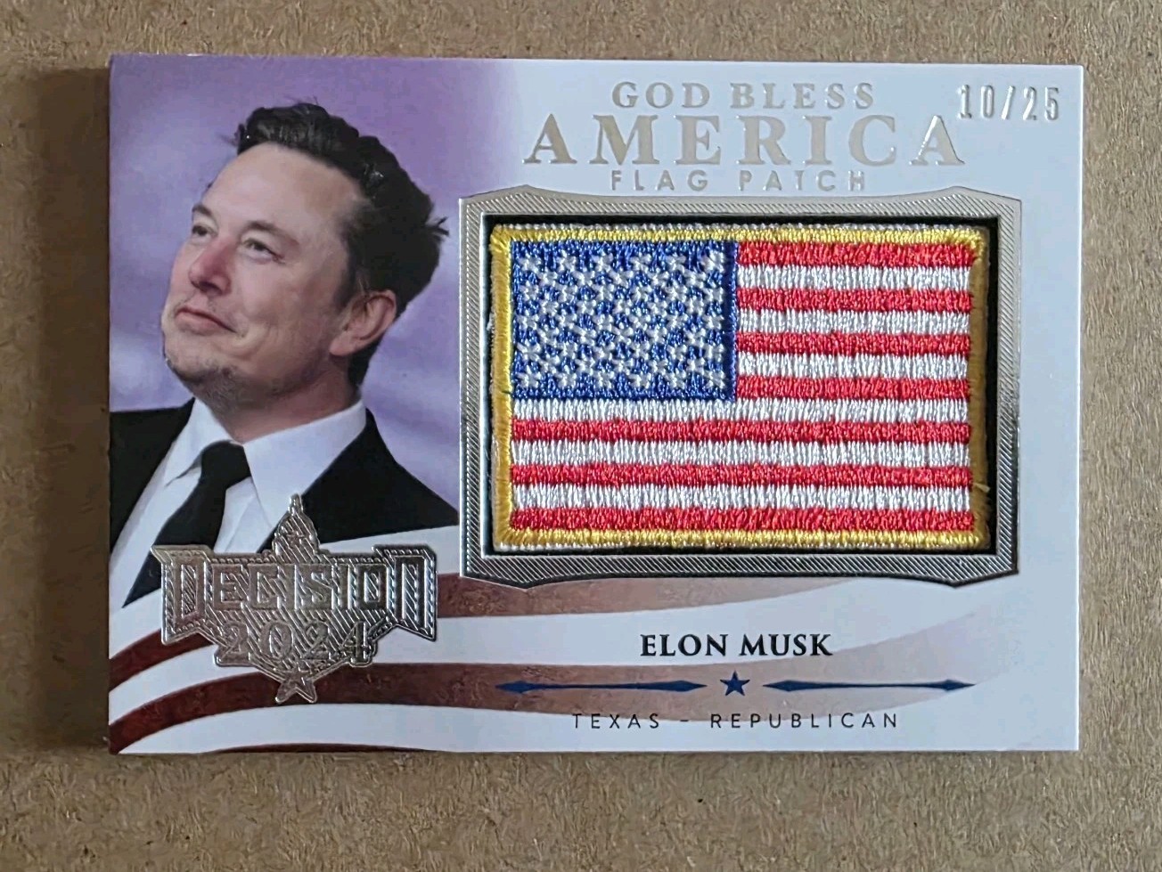 Decision 2024 Update Elon Musk #U14 Silver Foil GOD BLESS AMERICA FLAG # 10/25