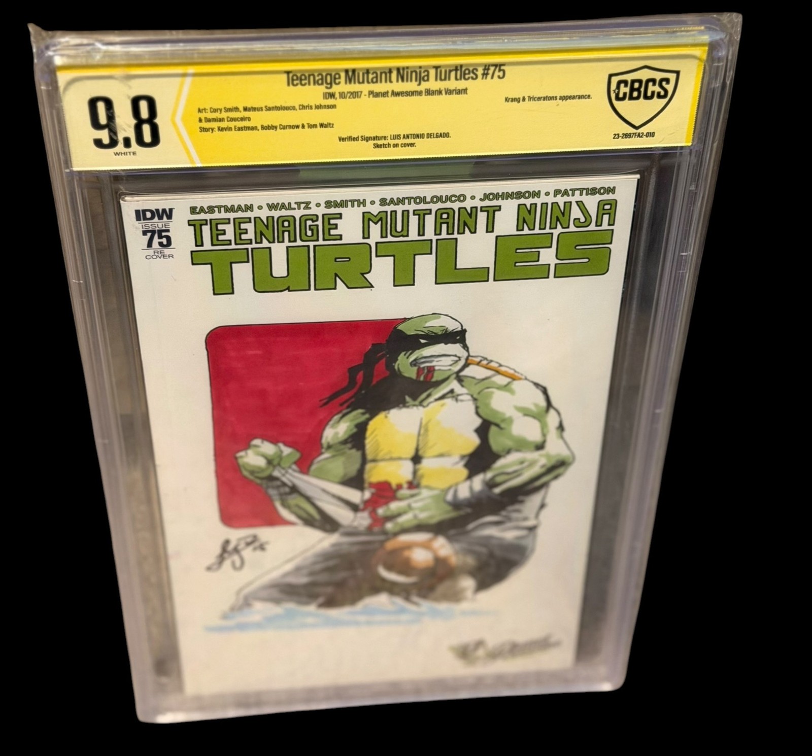 TMNT Teenage Mutant Ninja Turtles #75 CBCS 9.8 Sketch Cover Luis Antonio Delgado