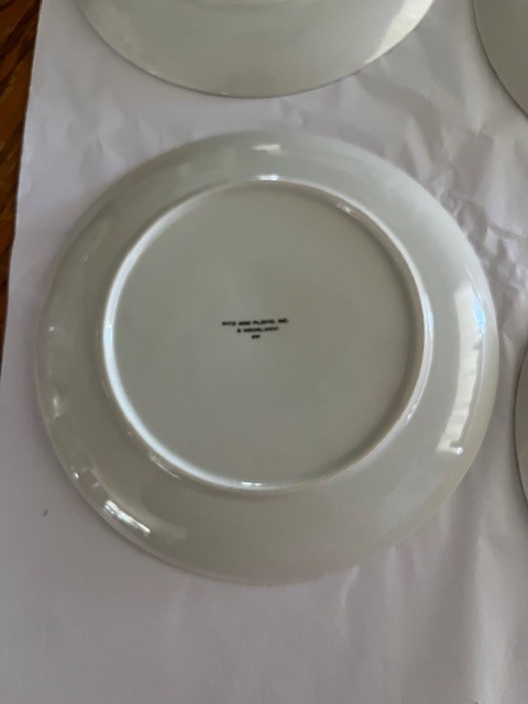 Fitz & Floyd Snack Plates and Cups, Set of 4 each, Peach & White Floral Tree