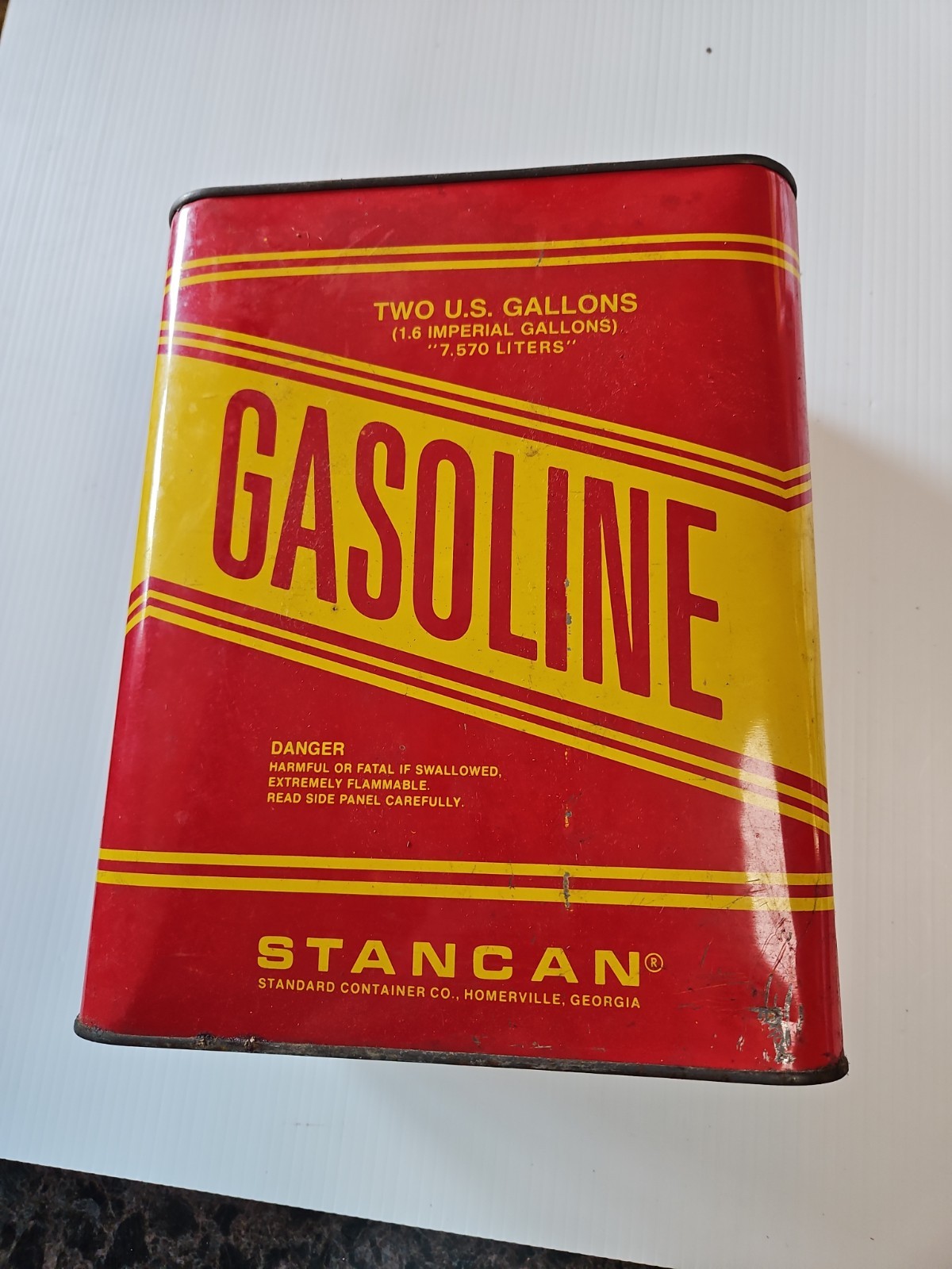 Vintage STANCAN 2 Gallon Metal Gas Can by Stancan Homerville Ga. Nice, Man Cave