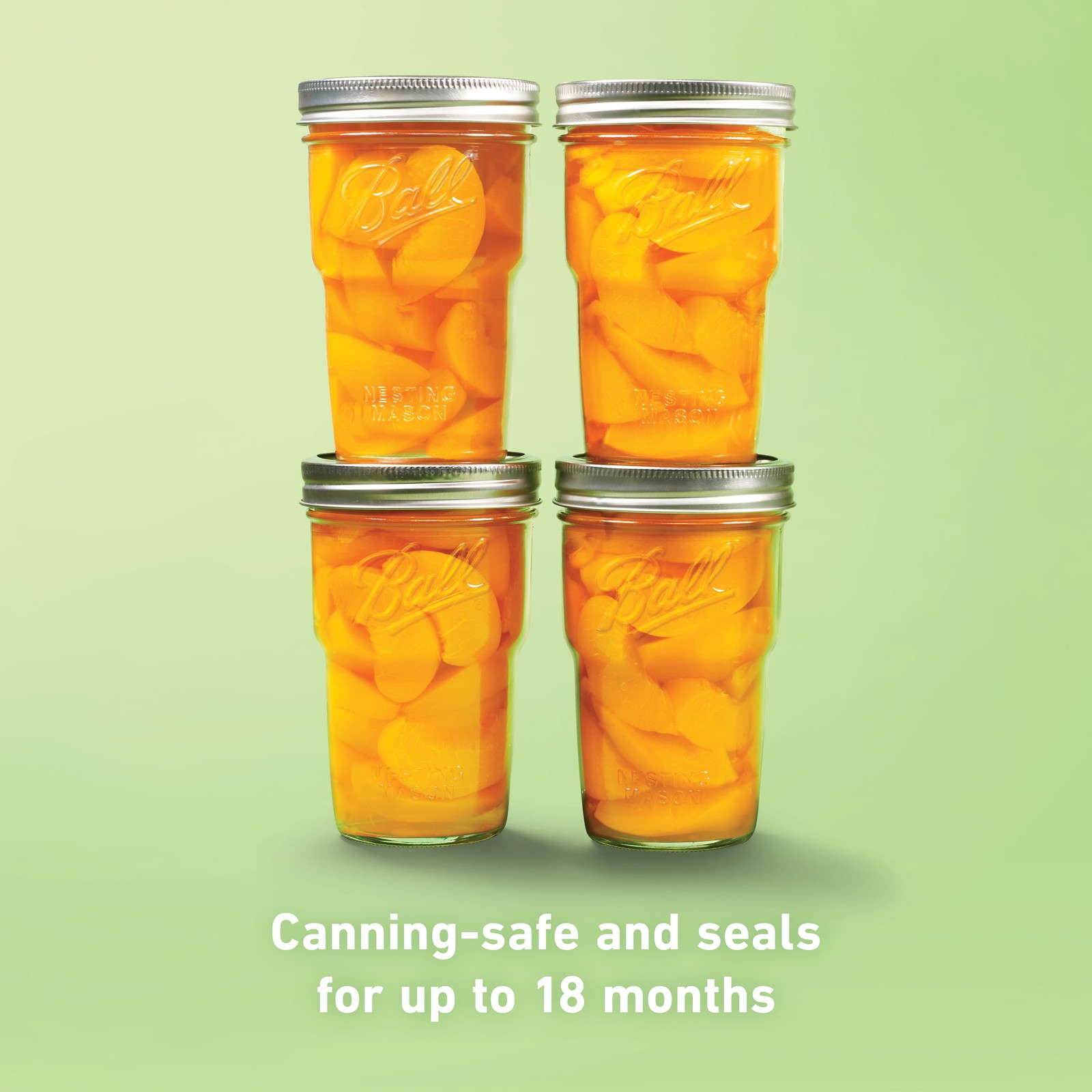16 Oz Nesting Mason Jars 4-Pack, Wide Mouth Pint Canning Jars with Lids and Ring