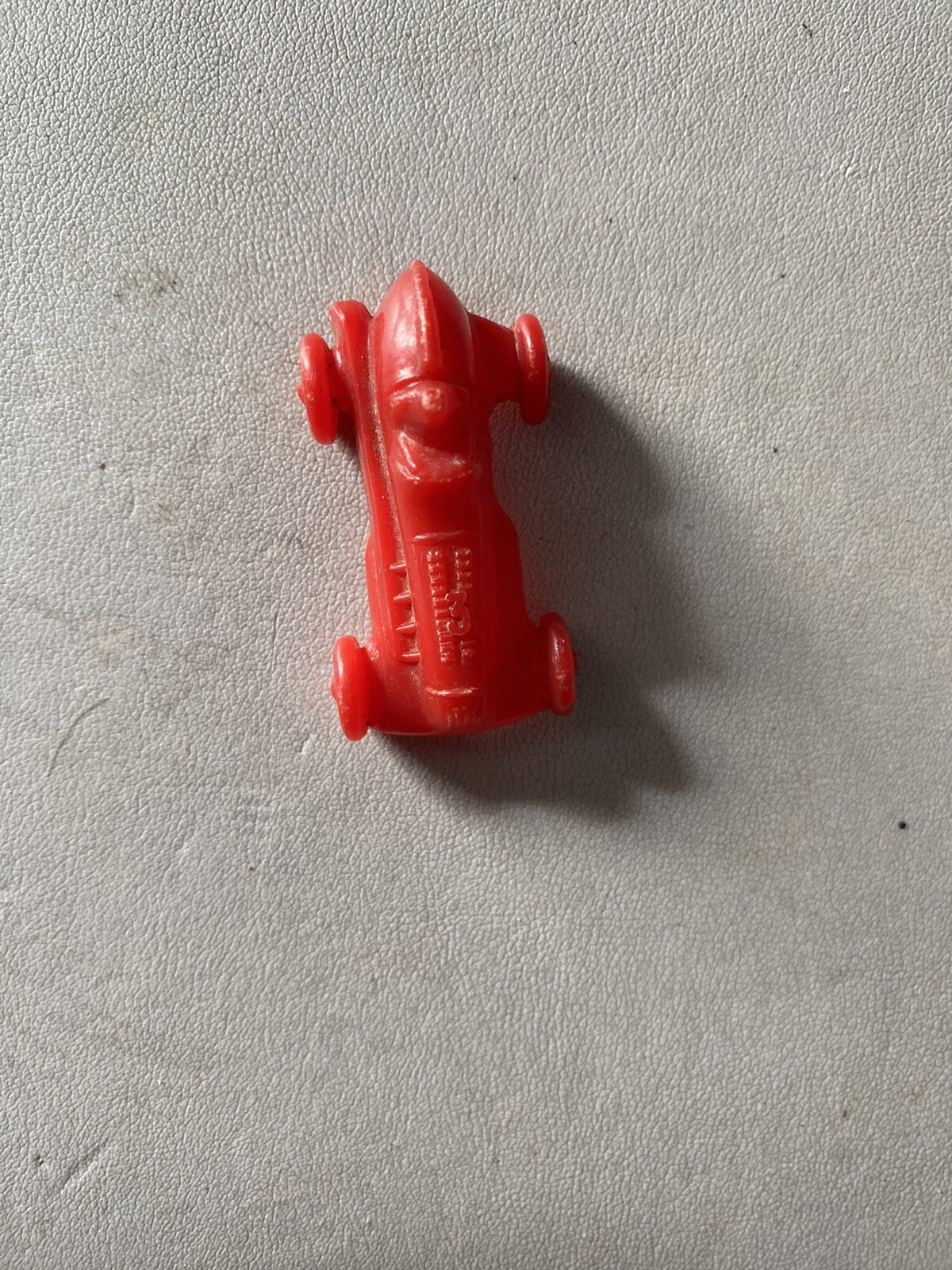 Vintage hard plastic red toy race car prize premium Number 3