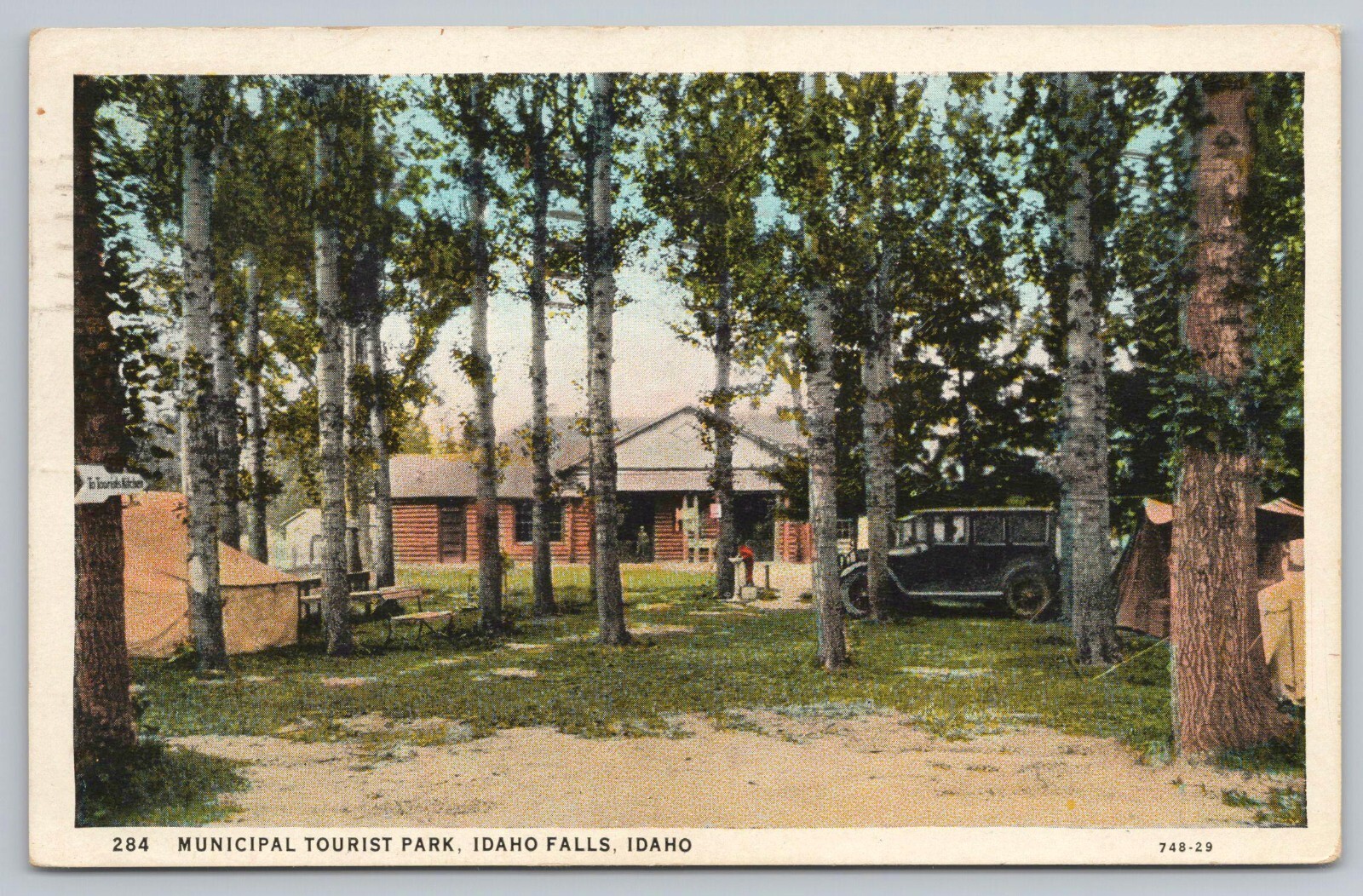 1920s Municipal Tourist Park Classic Car Idaho Falls Idaho Postcard